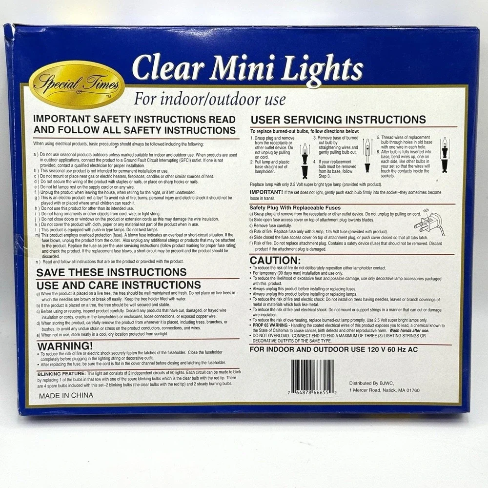 VTG Special Times Clear Mini Lights 100 Ct Indoor Outdoor String 32ft NOS Holida